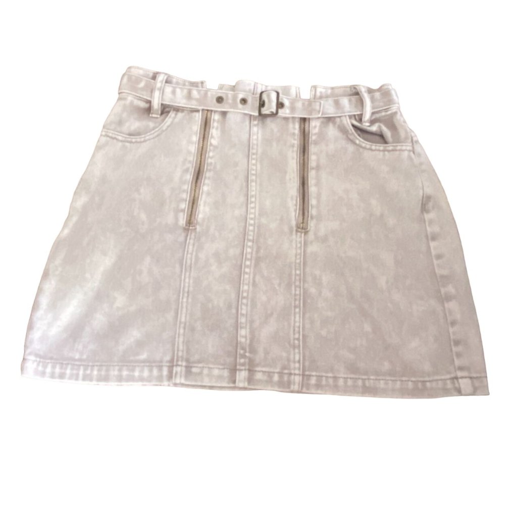 Pacsun Acid Washed Belted Denim Mini Skirt-Light Gray-Size 28-Guc